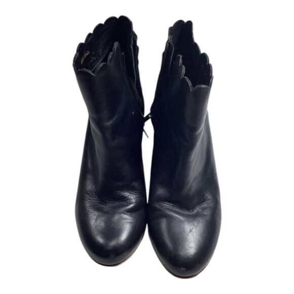 Loeffler Randall Black Leather Ankle Boots Block Heel Side Zip 9 - Picture 1 of 16